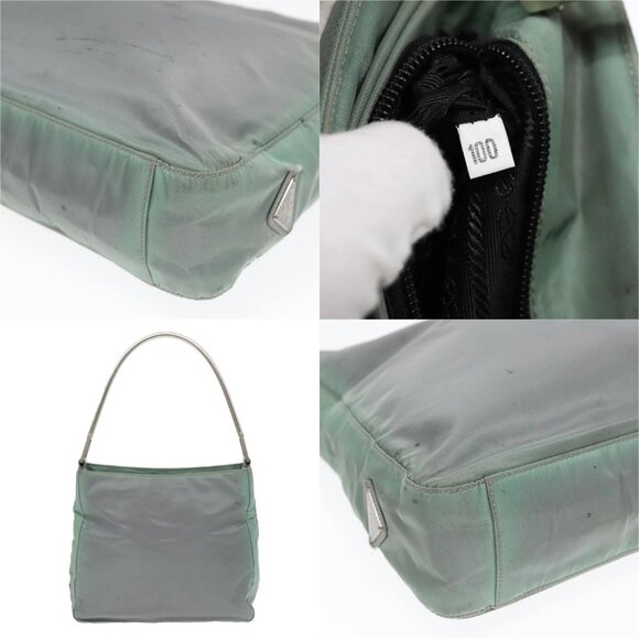 PRADA Shoulder Bag Nylon Khaki Silver Auth ki4969 - Picture 13 of 14